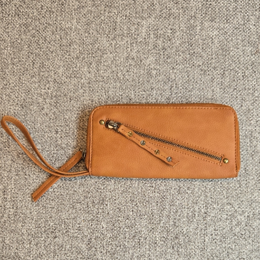 Free People Tan Studded Wristlet Wallet